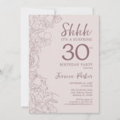 Floral Pink Mauve Surprise 30th Birthday Kaart (Voorkant)