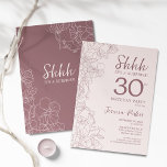 Floral Pink Mauve Surprise 30th Birthday Kaart<br><div class="desc">Floral roze heeft een verrassing voor het 30ste verjaardagsfeest. Het minimalistische feministische ontwerp kenmerkt botanische accenten en typografiemanuscriptdoopvont. Floral nodigt een perfecte kaart uit voor een stijlvolle vrouw verrassing op feestdag.</div>