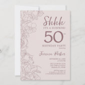 Floral Pink Mauve Surprise 50th Birthday Kaart (Voorkant)