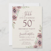 Floral Pink Mauve Surprise 50th Birthday Kaart (Voorkant)