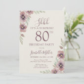 Floral Pink Mauve Surprise 80th Birthday Kaart (Staand voorkant)