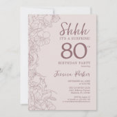 Floral Pink Mauve Surprise 80th Birthday Kaart (Voorkant)