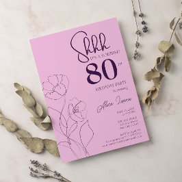 Floral Pink Mauve Surprise 80th Birthday Kaart