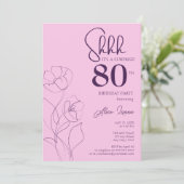 Floral Pink Mauve Surprise 80th Birthday Kaart (Staand voorkant)
