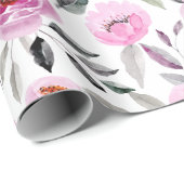 Floral Pink Mauve Waterverf Cadeaupapier (Rol Hoek)