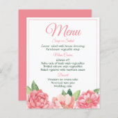 Floral Pink Menu Peonies Flowers Peony Rozen (Voorkant / Achterkant)