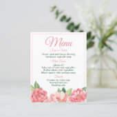 Floral Pink Menu Peonies Flowers Peony Rozen (Staand voorkant)