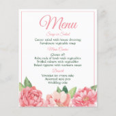 Floral Pink Menu Peonies Flowers Peony Rozen (Voorkant)