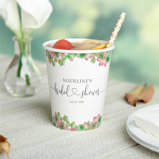 Floral Pink Mexican Cactus Vrijgezellenfeest Papieren Bekers (Insitu)