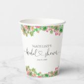 Floral Pink Mexican Cactus Vrijgezellenfeest Papieren Bekers (Achterkant)