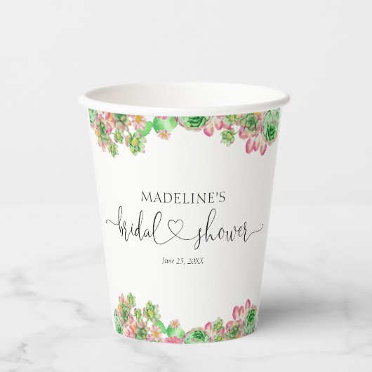 Floral Pink Mexican Cactus Vrijgezellenfeest Papieren Bekers (Voorkant)