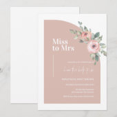 Floral Pink Minimal Arch Miss to Mrs Vrijgezellenf Kaart (Voorkant / Achterkant)