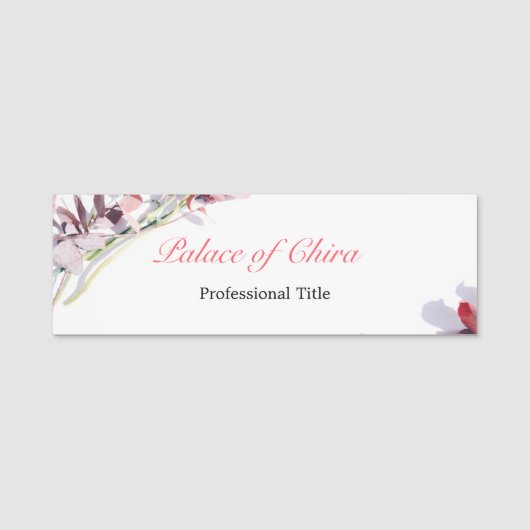 Floral Pink Naamplaatje (Voorkant)