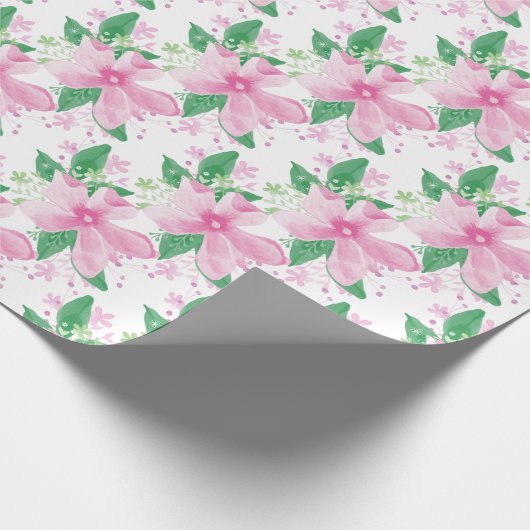 Floral Pink Orchid Pattern Cadeaupapier (Hoek)