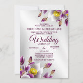 Floral Pink Paars Silver Elegant Kaart (Voorkant)