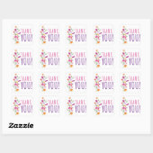 Floral Pink & Paarse Dank u Waterverf Flowers Vierkante Sticker (Vel)