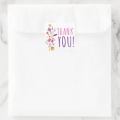 Floral Pink & Paarse Dank u Waterverf Flowers Vierkante Sticker (Tas)