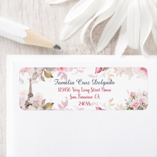 Floral Pink Paris Retour Adres Label (Insitu)