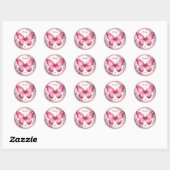 Floral Pink Pastel Glitter Butterfly - Dank u - Ronde Sticker (Vel)