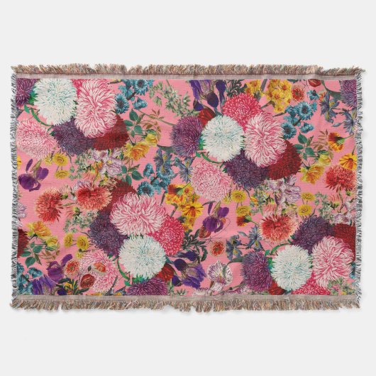 Floral Pink Pattern Deken (Voorkant)