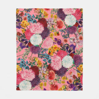 Floral Pink Pattern Fleece Deken