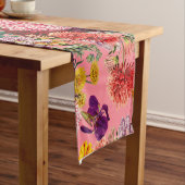 Floral Pink Pattern Korte Tafelloper (Voorbeeld)