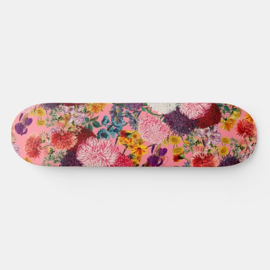 Floral Pink Pattern Persoonlijk Skateboard (Horizontaal)