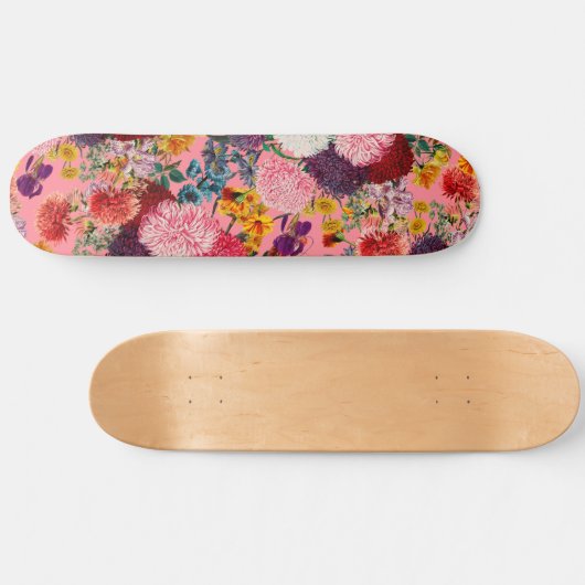 Floral Pink Pattern Persoonlijk Skateboard (Horizontaal)