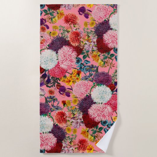 Floral Pink Pattern Strandlaken (Voorkant)