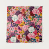 Floral Pink Pattern Wandkleed (Voorkant (horizontaal))