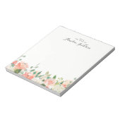 Floral Pink Peach - gepersonaliseerd tafelgerei Notitieblok (Linkerzijde)