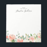 Floral Pink Peach - gepersonaliseerd tafelgerei Notitieblok<br><div class="desc">Meer  notebooks in de Little Bayleigh Store!</div>