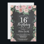 Floral Pink Peonies 16th Birthday Chalkboard Kaart<br><div class="desc">Floral Pink Peonies 16th Birthday Chalkboard Invitation for Girl. Waterverf Floral Flower. Elegant roze en Peony Flowers. Kinderen van afgelopen dag. Chalkboard Achtergrond. Zwart-wit. 13e 15e 16e 18e 21e 30e 40e 50e 60e 70e 90e 100e, Alle leeftijden. Voor verdere aanpassing, te klikken gelieve de knoop "van de Aanpassing het"en ons...</div>