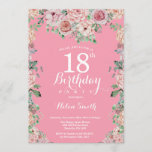 Floral Pink Peonies 18th Birthday Invitation Kaart<br><div class="desc">Floral Pink Peonies 18th Birthday Invitation for Women. Waterverf Floral Flower. Elegant roze en Peony Flowers. Volwassen verjaardag. Roze achtergrond. 13e 15e 16e 18e 21e 30e 40e 50e 60e 70e 90e 100e, Alle leeftijden. Voor verdere aanpassing, te klikken gelieve de knoop "van de Aanpassing het"en ons ontwerphulpmiddel te gebruiken om...</div>