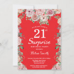 Floral Pink Peonies 21st Surprise Birthday Red Kaart<br><div class="desc">Floral Pink Peonies 21st Surprise Birthday Red Invitation for Women. Waterverf Floral Flower. Elegant roze en Peony Flowers. Volwassen verjaardag. Rode achtergrond. 13e 15e 16e 18e 21e 30e 40e 50e 60e 70e 90e 100e, Alle leeftijden. Voor verdere aanpassing, te klikken gelieve de knoop "van de Aanpassing het"en ons ontwerphulpmiddel te...</div>