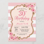 Floral Pink Peonies 30th Birthday Party Invitation Kaart<br><div class="desc">Floral Pink Peonies 30th Birthday Party Invitation for women. Gold Glitter. Blush Waterverf Floral Flower Chic. Roze en witte strepen. 13e 15e 16e 18e 21e 30e 40e 50e 60e 70e 90e 100e, Alle leeftijden. Afdrukbaar digitaal. Voor verdere aanpassing, te klikken gelieve de knoop "van de Aanpassing het"en ons ontwerphulpmiddel te...</div>