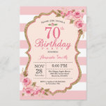 Floral Pink Peonies 70th Birthday Party Invitation Kaart<br><div class="desc">Floral Pink Peonies 70th Birthday Party Invitation for women. Gold Glitter. Blush Waterverf Floral Flower Chic. Roze en witte strepen. 13e 15e 16e 18e 21e 30e 40e 50e 60e 70e 90e 100e, Alle leeftijden. Afdrukbaar digitaal. Voor verdere aanpassing, te klikken gelieve de knoop "van de Aanpassing het"en ons ontwerphulpmiddel te...</div>