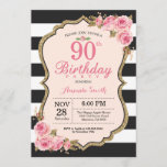 Floral Pink Peonies 90th Birthday Party Invitation Kaart<br><div class="desc">Floral Pink Peonies 90th Birthday Party Invitation for women. Gold Glitter. Blush Waterverf Floral Flower Chic. Zwarte en witte strepen. 13e 15e 16e 18e 21e 30e 40e 50e 60e 70e 90e 100e, Alle leeftijden. Afdrukbaar digitaal. Voor verdere aanpassing, te klikken gelieve de knoop "van de Aanpassing het"en ons ontwerphulpmiddel te...</div>