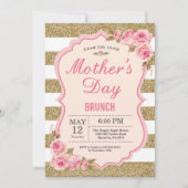 Floral Pink Peonies Moederdag Brunch Uitnodiging (Voorkant)