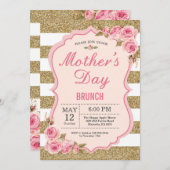 Floral Pink Peonies Moederdag Brunch Uitnodiging (Voorkant / Achterkant)