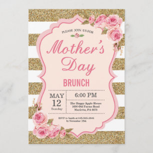 Floral Pink Peonies Moederdag Brunch Uitnodiging