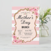 Floral Pink Peonies Moederdag Brunch Uitnodiging (Staand voorkant)