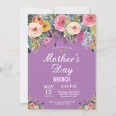 Floral Pink Peonies Moederdag Brunch Uitnodiging (Voorkant)