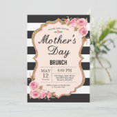 Floral Pink Peonies Moederdag Brunch Uitnodiging (Staand voorkant)