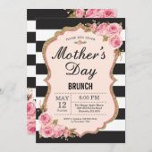Floral Pink Peonies Moederdag Brunch Uitnodiging (Voorkant / Achterkant)