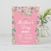 Floral Pink Peonies Moederdag Brunch Uitnodiging (Staand voorkant)