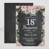 Floral Pink Peonies Surprise 18th Birthday Kaart (Voorkant / Achterkant)