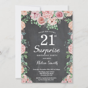 Floral Pink Peonies Surprise 21st Birthday Kaart