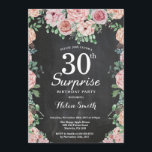 Floral Pink Peonies Surprise 30th Birthday Kaart<br><div class="desc">Floral Pink Peonies verrassend 30e verjaardag uitnodiging voor vrouwen. Waterverf Floral Flower. Elegant roze en Peony Flowers. Volwassen verjaardag. Chalkboard Achtergrond. Zwart-wit. 13e 15e 16e 18e 21e 30e 40e 50e 60e 70e 90e 100e, Alle leeftijden. Voor verdere aanpassing, te klikken gelieve de knoop "van de Aanpassing het"en ons ontwerphulpmiddel te...</div>