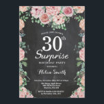 Floral Pink Peonies Surprise 30th Birthday Kaart<br><div class="desc">Floral Pink Peonies verrassend 30e verjaardag uitnodiging voor vrouwen. Waterverf Floral Flower. Elegant roze en Peony Flowers. Volwassen verjaardag. Chalkboard Achtergrond. Zwart-wit. 13e 15e 16e 18e 21e 30e 40e 50e 60e 70e 90e 100e, Alle leeftijden. Voor verdere aanpassing, te klikken gelieve de knoop "van de Aanpassing het"en ons ontwerphulpmiddel te...</div>